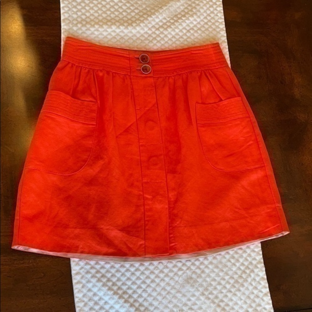 J Crew Orange Linen Skirt 4